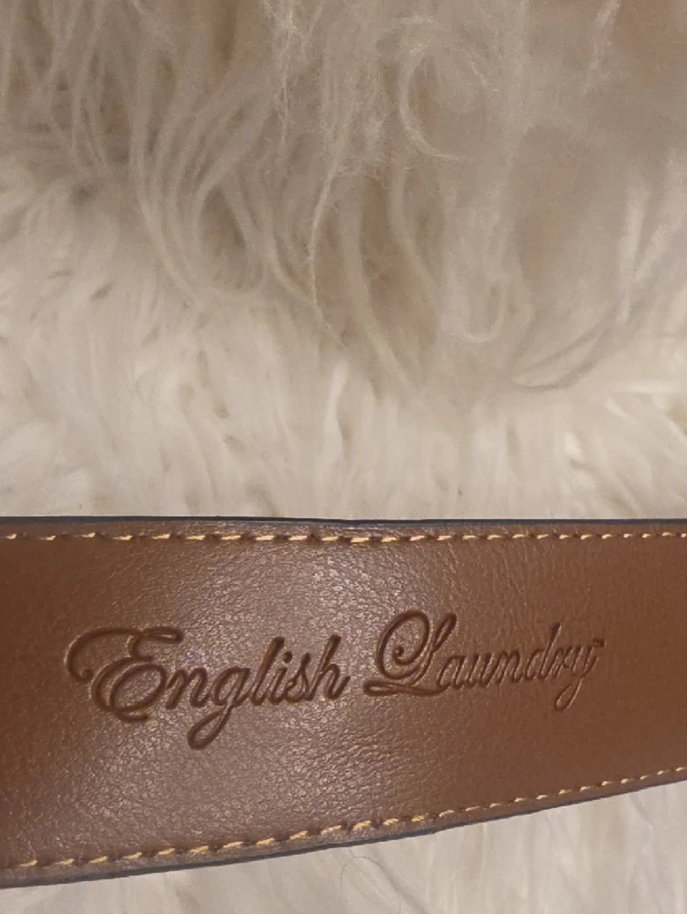 English Laundry Black Leather Belt with Brown Interior and Silver Buckle Size 40